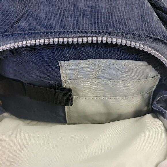 Kipling Drawstring Top Flap Backpack Blue Navy Lined Rucksack Hiking Outdoor Bag - Picture 14 of 14